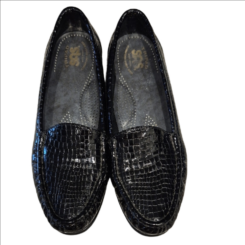 SAS Simply Tripad Black Crocodile Pattern Loafers In Size 91/2 N